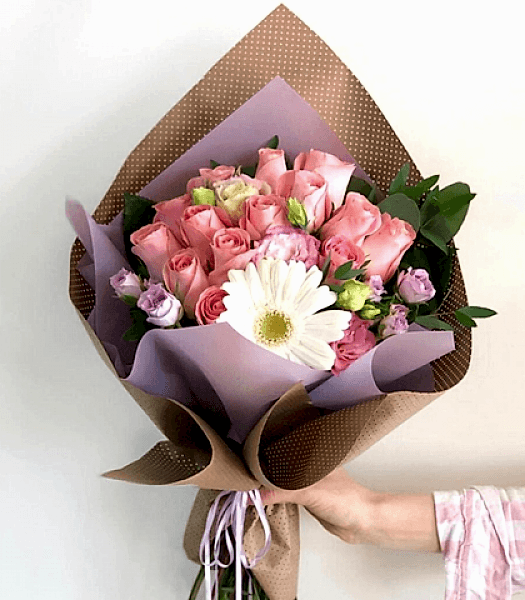 Pembe ve Mor Dağ Gülleri Buketi