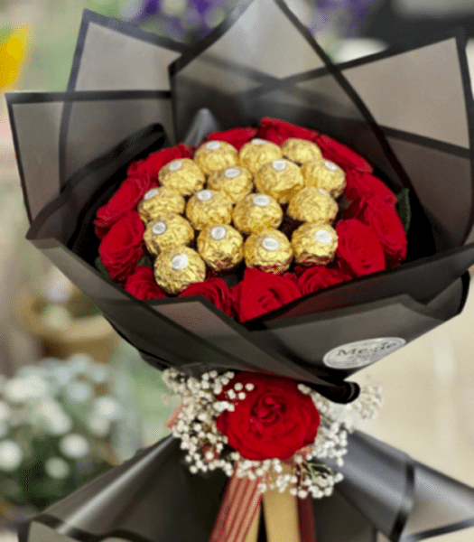 Çikolatalı Kırmızı Gül Buketi