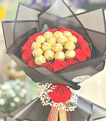 Çikolatalı Kırmızı Gül Buketi