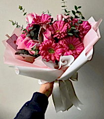 Pembe Gül ve Gerbera Buketi